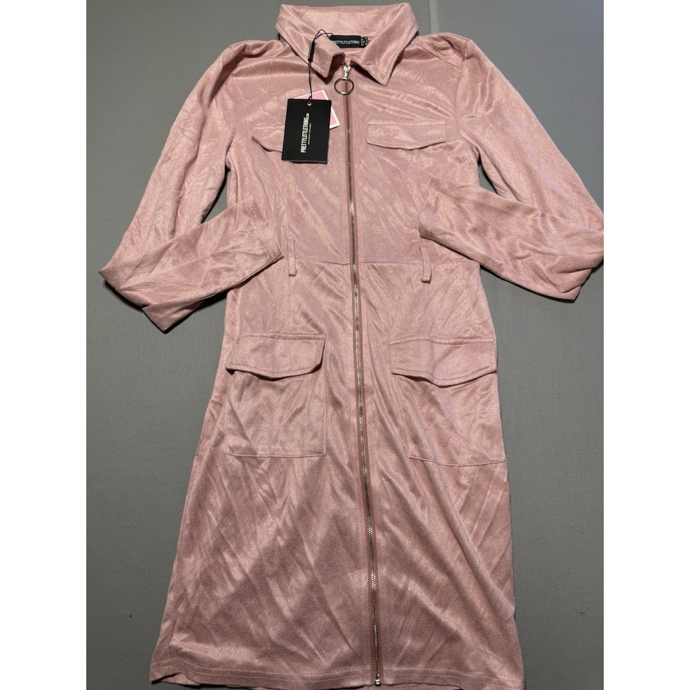 Pretty Little Thing Womens‎ Dress Long Sleeves  Zip, Pockets Front Size Small